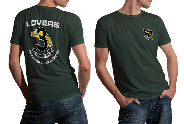 RLI Rhodesian Light Infantry 3 Commando Lovers Bush War Military T-shirt